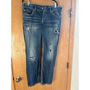 Silver Jeans Berkley Straight Thick Stitch Dark Wash Jeans Size 14 / L32
